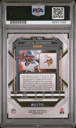 2022 Panini Prizm Justin Jefferson Purple Ice 81/225 back