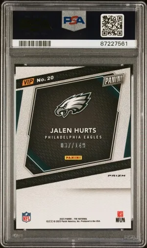 2023 Panini National Vip Gold Jalen Hurts Blue Sparkle 37/149 back