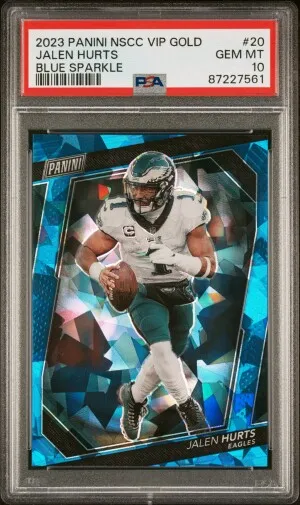2023 Panini National Vip Gold Jalen Hurts Blue Sparkle 37/149 front