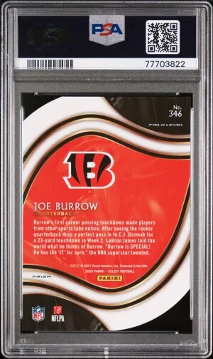 2020 Panini Select Joe Burrow Die-Cut Light Blue Prizm back