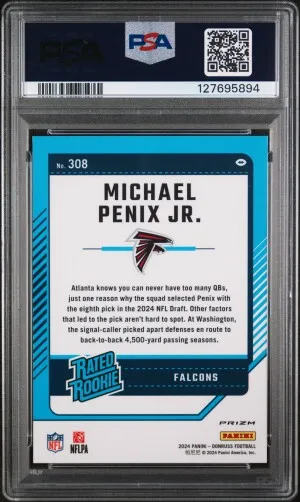 2024 Panini Donruss Michael Penix Jr. Optic Preview-Red Wave back