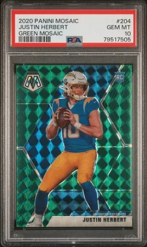 2020 Panini Mosaic Justin Herbert Green Mosaic front