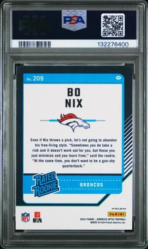 2024 Panini Donruss Optic Bo Nix Green Velocity back
