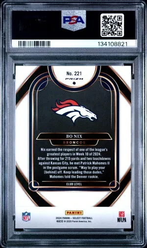 2024 Panini Select Bo Nix Disco back