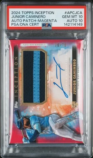 2024 Topps Inception Autograph Patch Junior Caminero Auto Patch-Magenta /75 front
