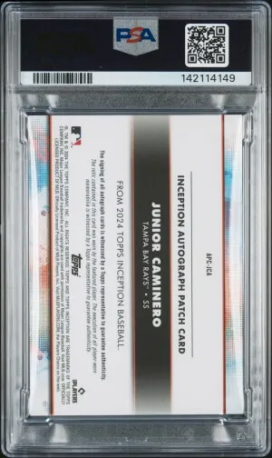 2024 Topps Inception Autograph Patch Junior Caminero Auto Patch-Magenta /75 back