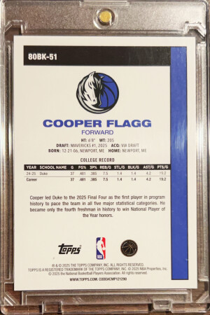 2025 Topps Cooper Flagg #80BK-51 RC back