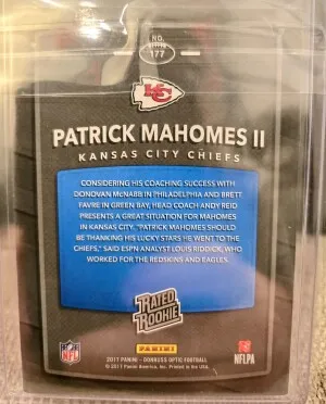 2017 Optic Rated Rookie Patrick Mahomes Lime Green back