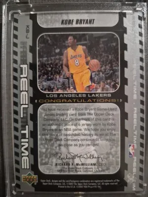2002-03 Upper Deck Reel Time Kobe Bryant Game Worn Patch back