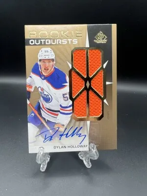 Dylan Holloway SP Game Used Rookie Outbursts Jersey front
