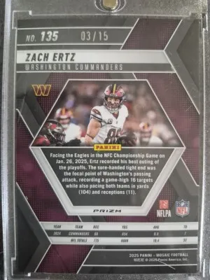 2025 Panini Mosaic Zach Ertz Tessallation 03/15 SSP Rare back