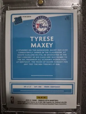 2020-21 Donruss Optic Tyrese Maxey Fanatics Box Set Wave Rated Rookie RC #171 back