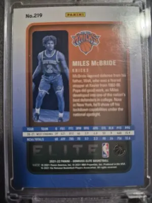 2021-22 Donruss Elite Miles McBride Gold Rookie 9/10 Knicks back