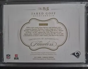 2017 Panini Flawless Jared Goff Gold Patch 14/25 back