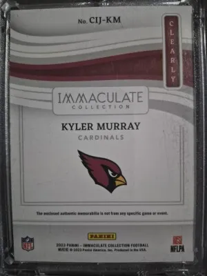 2023 Panini Immaculate Collection - Memorabilia Kyler Murray 34/99 back