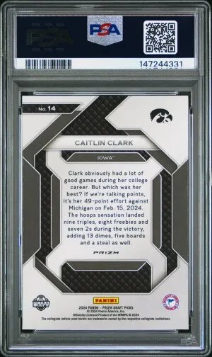 2024 Panini Prizm Draft Picks New Recruits Caitlin Clark New Recruits-Silver Prizm back