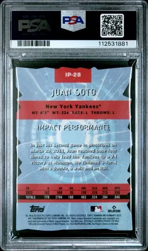 2024 Bowman's Best Impact Players Juan Soto PSA 10 back