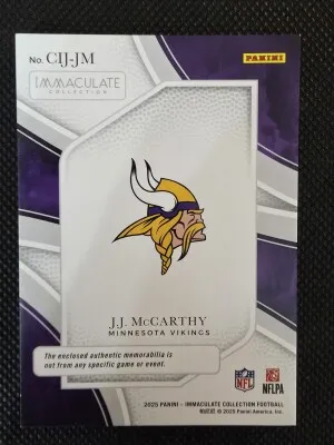 2025 Panini Immaculate JJ McCarthy 43/49 # CIJ-JM back