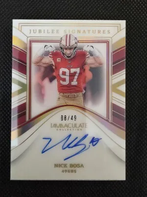 2023 Panini Immaculate Nick Bosa Jubilee Signatures SP 08/49 AUTO front
