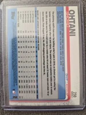 2019 Topps Series 1 Shohei Ohtani Rookie Cup #250 Angels back
