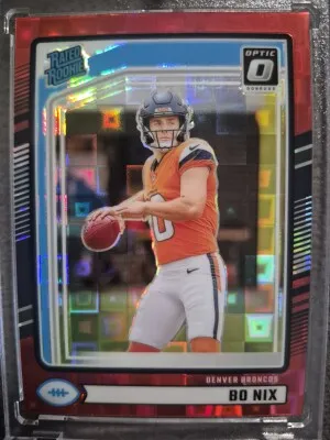 2024 Panini Donruss Rated Rookie Bo Nix Optic Preview Red Pandora front