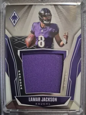 2025 Panini Phoenix Football Lamar Jackson Pandora Patch 107/299 front