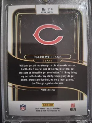 2024 Panini Select - Premier Level Caleb Williams Rookie Disco Prizm back