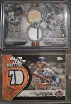Pete Alonso 2 Card RELIC Lot front