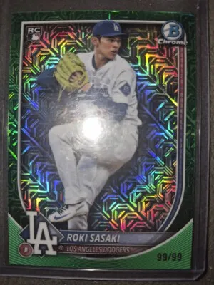 2025 Bowman Roki Sasaki Chrome Green Mojo Refractor 99/99 front