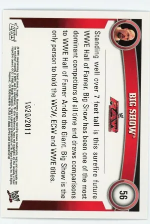 2011 Topps WWE #56 Big Show Blue 1020/2011 back