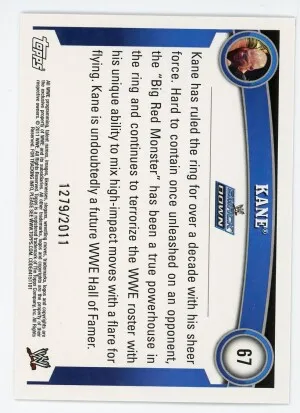2011 Topps WWE #67 Kane Blue 1279/2011 back