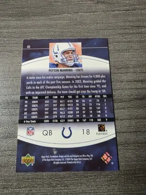 2004 Upper Deck Peyton Manning Foundations /100 back
