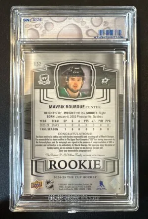 2024-25 The Cup Mavrik Bourque Rookie Patch Auto /24 Gold Foil back
