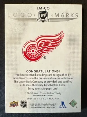 2024-25 The Cup Sebastian Cossa Rookie Logo Marks Auto back
