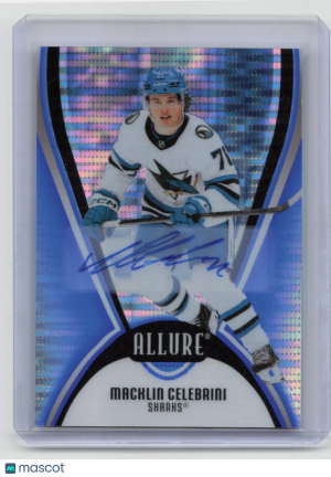 2025-26 Upper Deck Allure Macklin Celebrini #71 Blue Line Auto 24/35 front