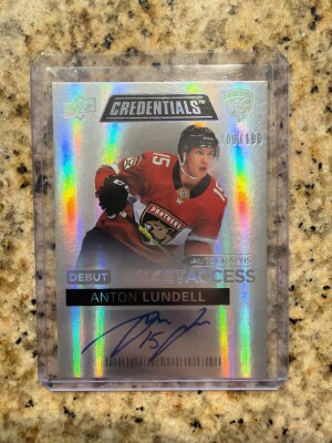 2021 Credentials Anton Lundell Debut Ticket Access Auto /199 2x Cups front