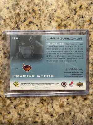 Upper Deck Premier Ilya Kovalchuk Patch /100 back