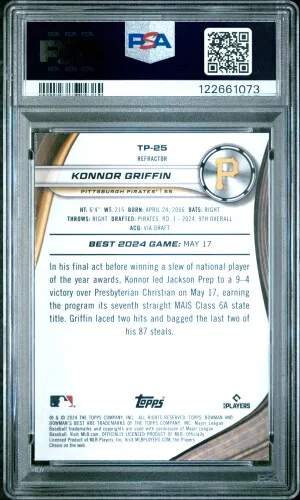 2024 Bowman's Best Top Prospects Konnor Griffin Top Prospects-Refractor back