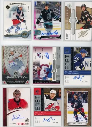 Hockey Autograph Lot of 9 Cards front