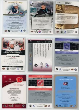 Hockey Autograph Lot of 9 Cards back