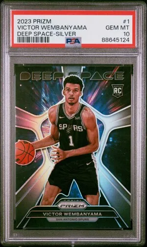 2023 Panini Prizm Deep Space VICTOR WEMBANYAMA Silver Prizm ROOKIE PSA 10 front