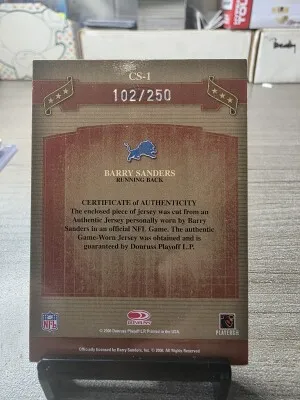 2006 Donruss Classics Barry Sanders Patch /250 back