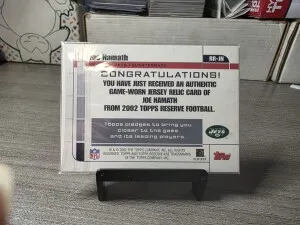 2002 Topps Reserve Joe Namath Relic back