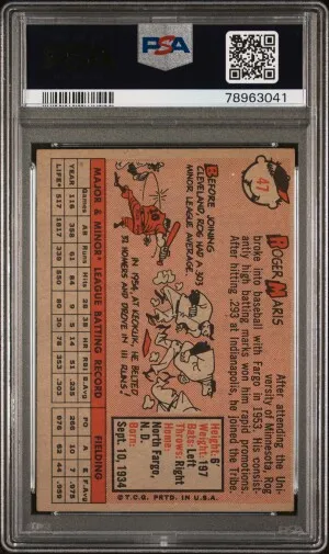 1958 Topps Roger Maris back
