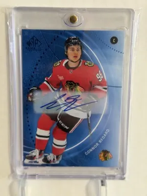 2025 SP Game Used Connor Bedard Blue Auto front