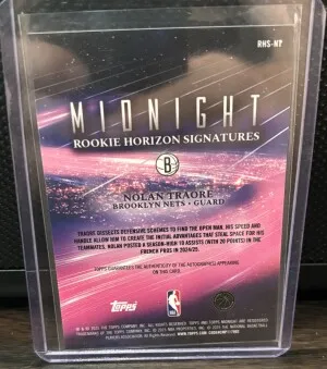 2026 Topps Midnight Nolan Traore Rookie Horizon Signatures Midnight Parallel 8/12 back
