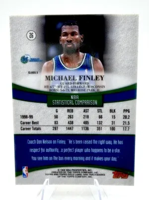 1999-00 Topps GOLD Label Class 3 MICHAEL FINLEY Black Label back