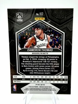 2023-24 Prizm Mosaic CAMERON THOMAS Fast Break GOLD /10 back