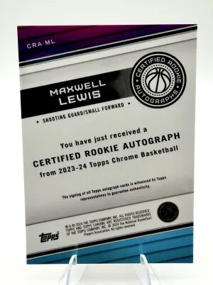 2024 Topps Chrome MAXWELL LEWIS Certified GOLD ROOKIE AUTO /50 back