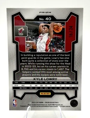 2023-24 Panini Prizm KYLE LOWRY GOLD Sparkle /24 back